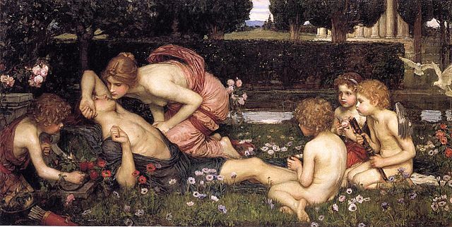 Pintura en la que se representa a Adonis dormido, rodeado de Venus y Ninfas.