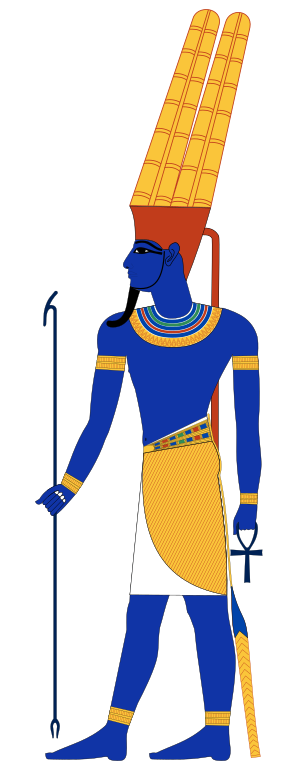 Imagen en la que se representa a Amón como un ser de color azul