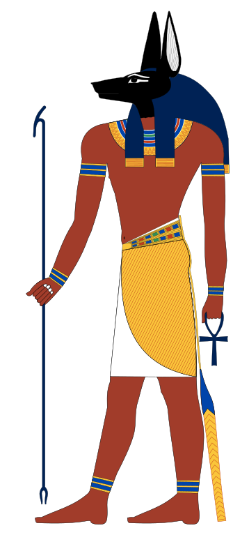 Representación de Anubis, como una figura antropomorfa con cabeza de chacal. Vía Wikimedia Commons.