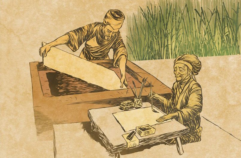 Fabricación del papel en la antigua China.