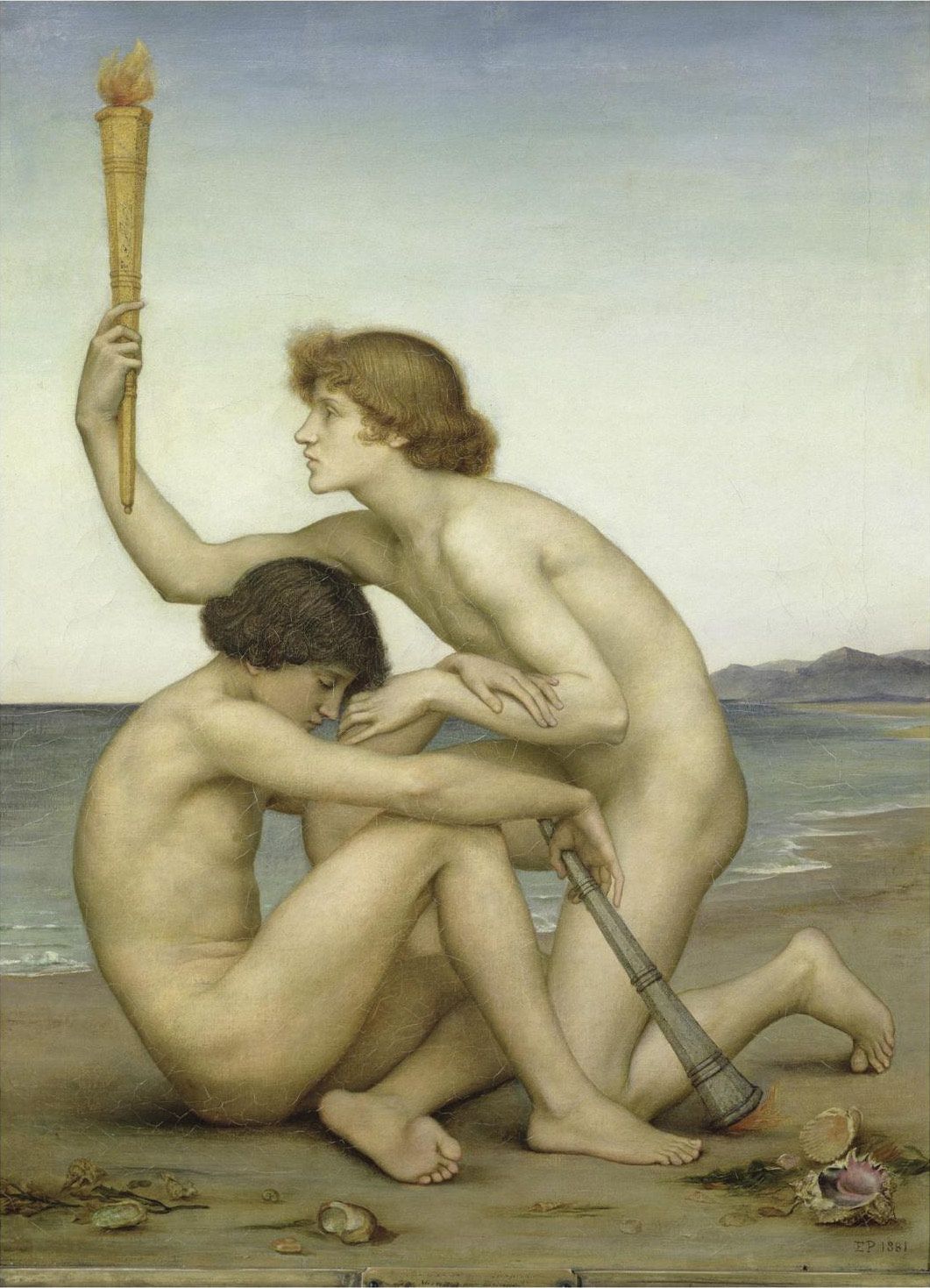 Heósforo y Héspero, la estrella del amanecer y de la tarde representadas en una pintura de Evelyn de Morgan.