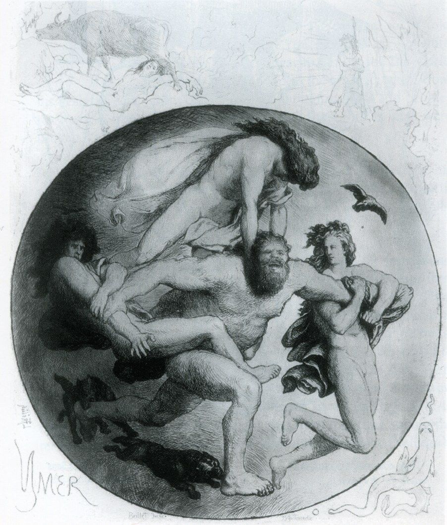Odín Vile y Ve matan a Ymir Odín, Vile y Ve, matando a Ymir, su sangre generaría un diluvio que acabaría con los antiguos gigantes, salvandose de esta inundación solo Bergelemer, el padre de los gigantes de hielo.