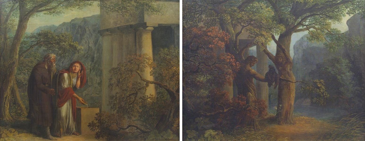 Filemón y Baucis transformados en un roble y un árbol de tilo. Pintura de Janus Genelli.