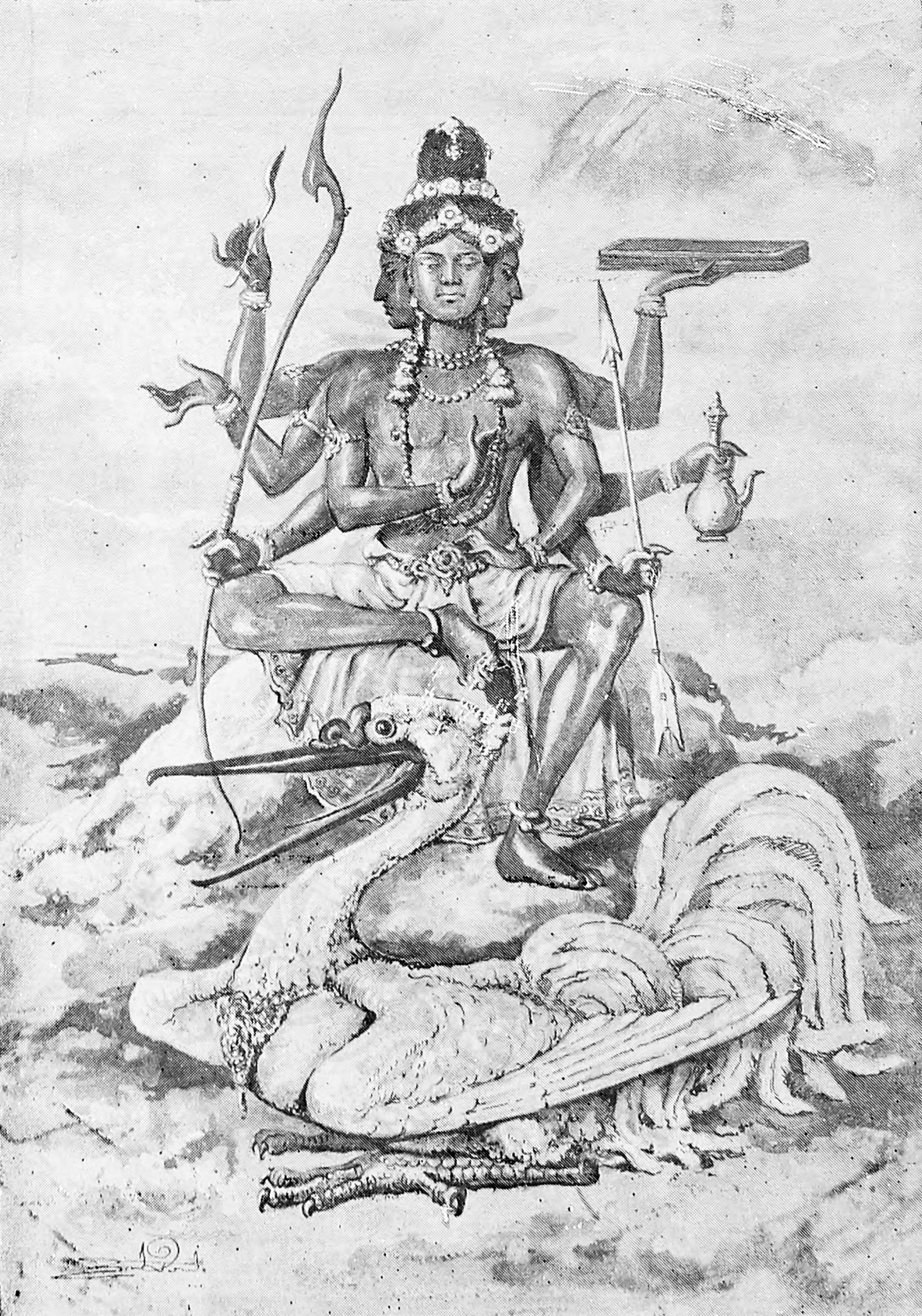 Imagen que representa a Brahma sobre un cisne
