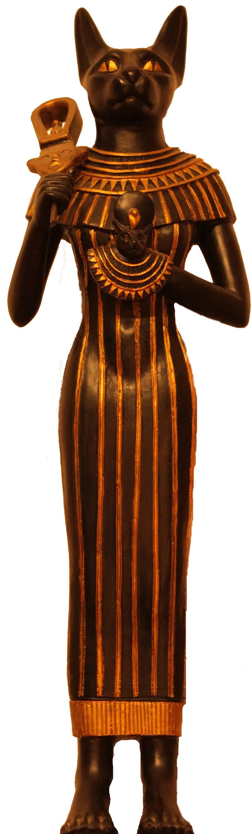 Representación de un antiguo antetipo, en el que se puede observar a Bastet retrata como una deidad femenina con cabeza de gato.
