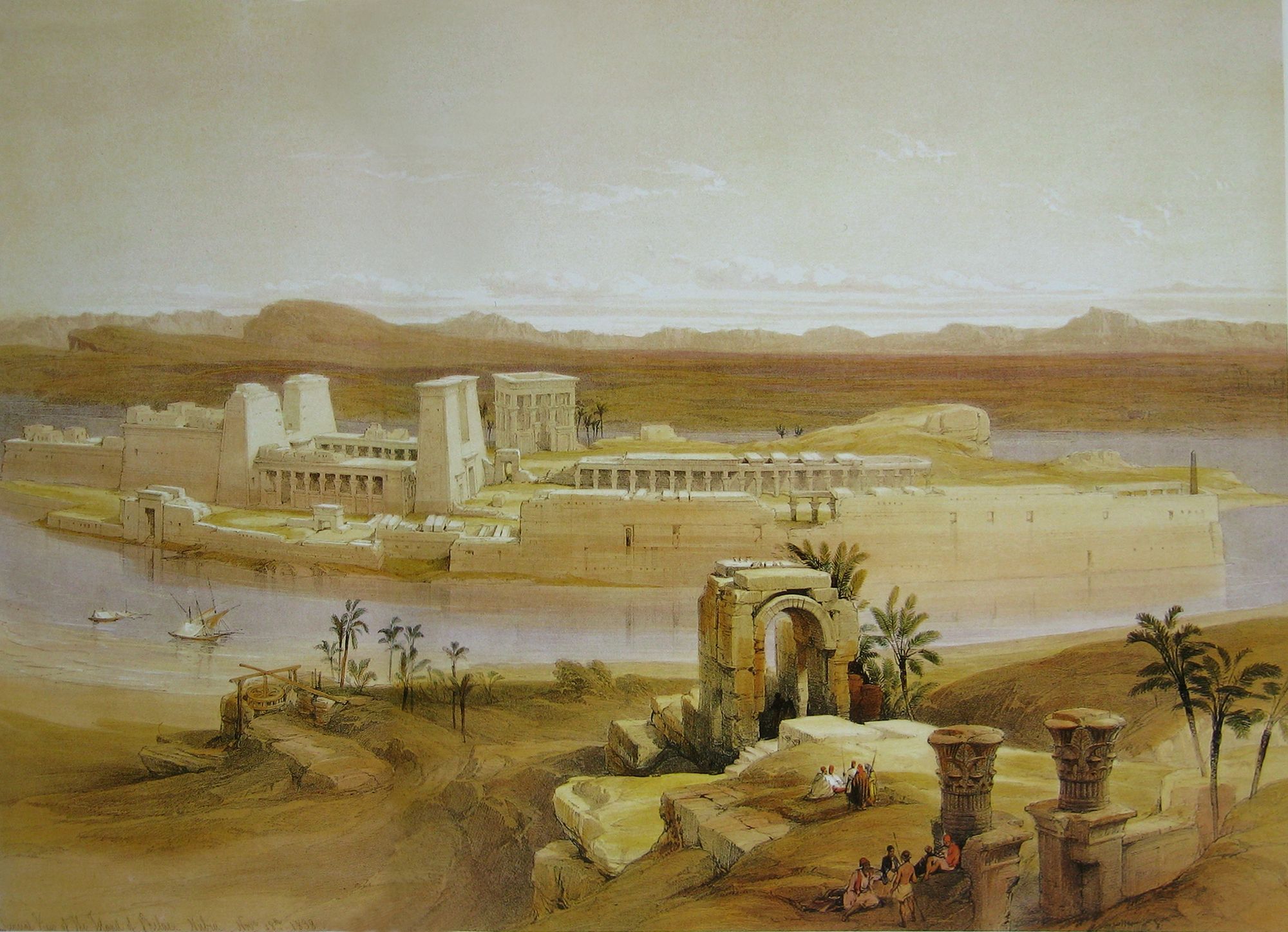 Imagen de la vista del templo de Isis en Filé.