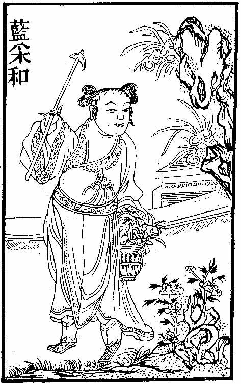 Lan Caihe uno de los ocho inmortales chinos, cuya representación suele ser la de un ser con ambiguedad sexual.