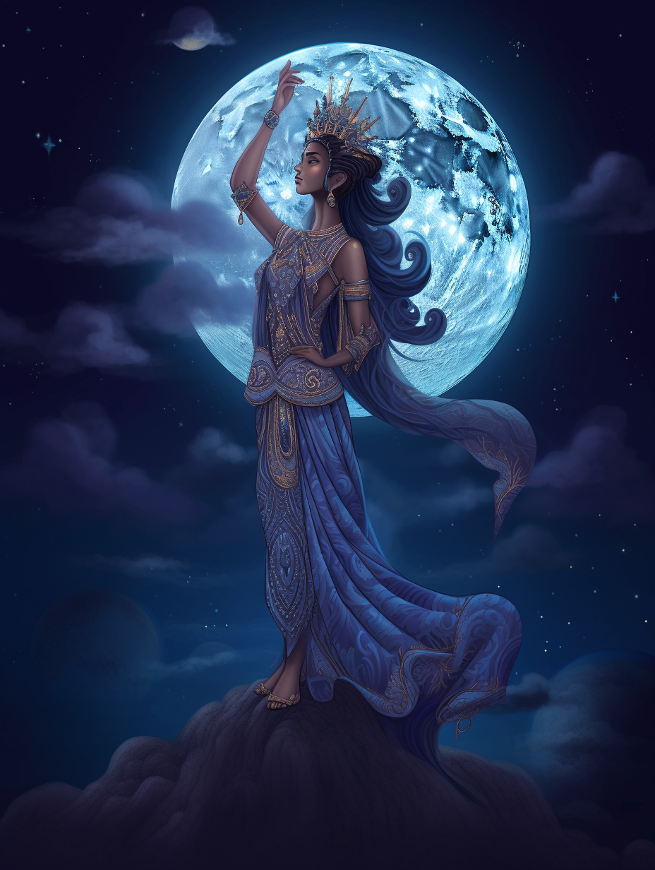 Mayari, la diosa de la luna de la mitología filipina.