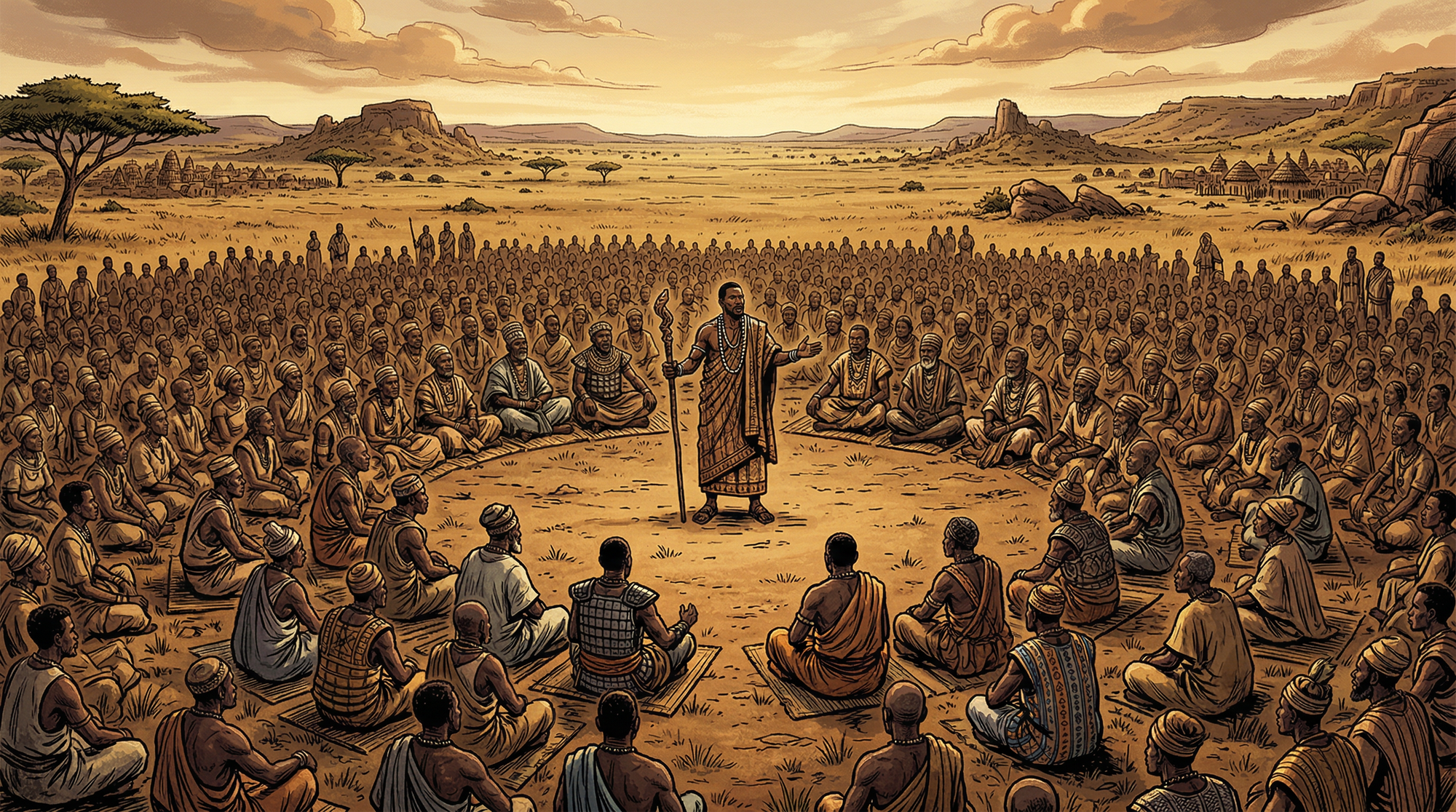 La asamblea de Kouroukan Fouga, c. 1235. El primer gran experimento de gobierno federal en África Occidental.