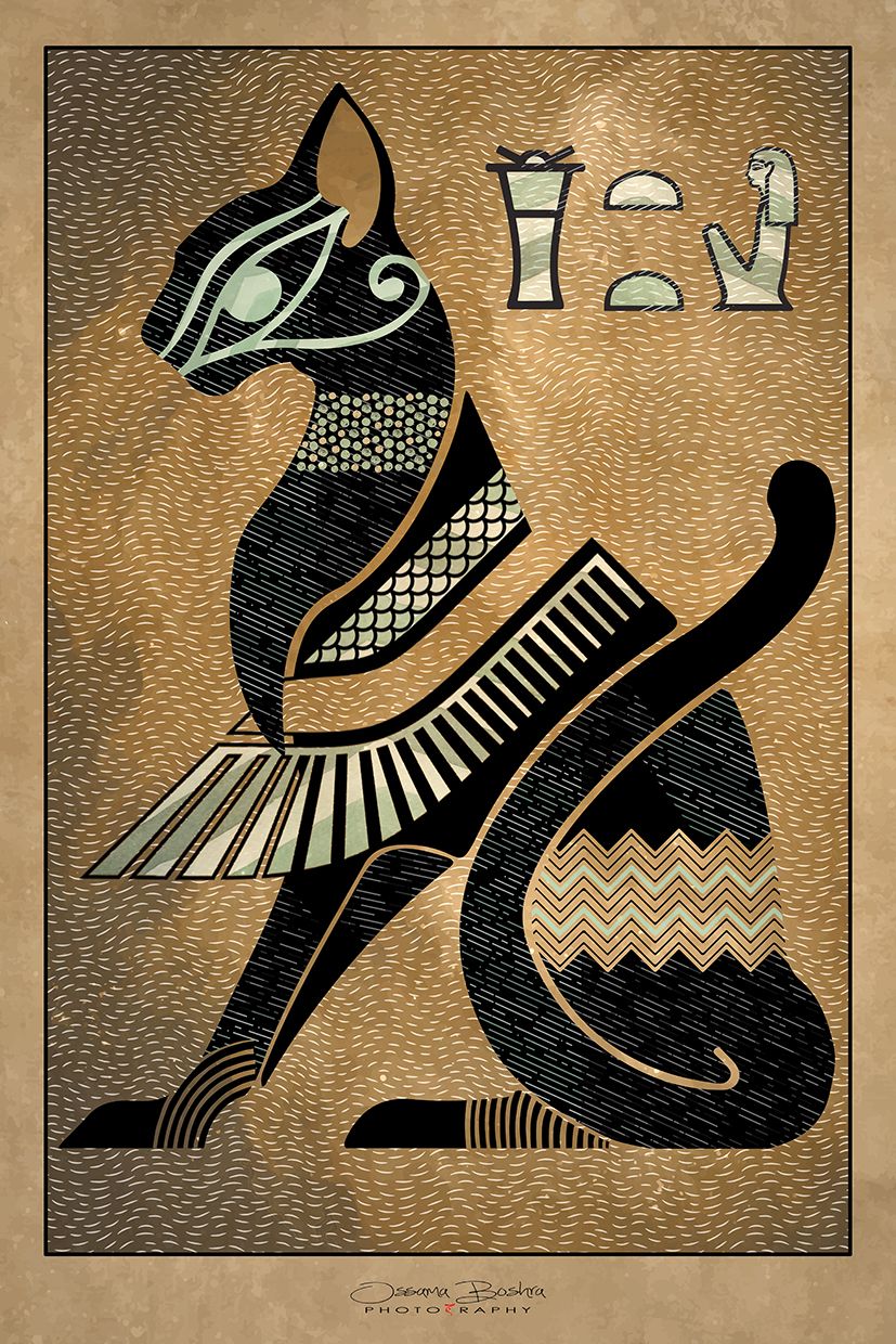 Bast la deidad con cabeza de gato del antiguo Egipto.